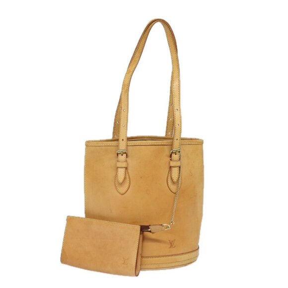 LOUIS VUITTON Nomad leather Bucket PM Shoulder Bag Beige